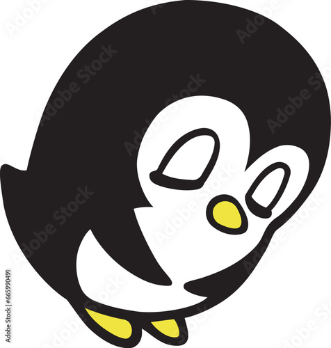 かわいいシンプルペンギン　丁寧にお辞儀ポーズ