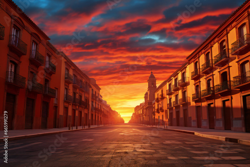 Sunset at Plaza Mayor in Granada, Andalusia, Spain photo
