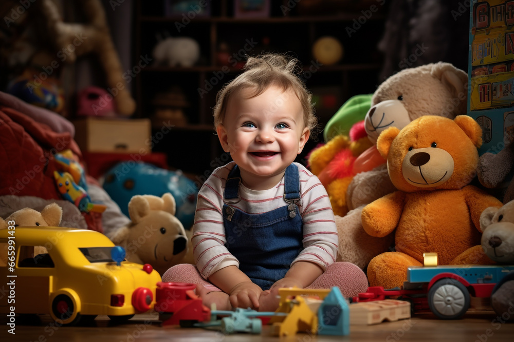 a baby sitting on a floor smiling looking a baby sitting on a floor smiling looking