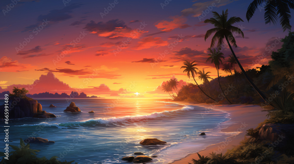 Beach with sunset