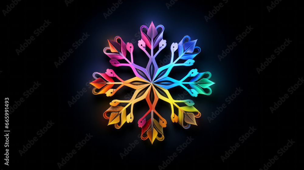 Snowflake in rainbow colors. Generated with ai. Snowflake in rainbow colors. Generated with ai.