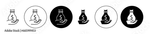 loan icon set in black. personal bank loan vector sign for Ui designs.