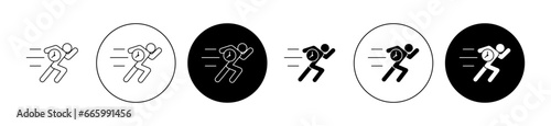 Hurry icon set in black. urgency or rush vector sign. fast speed symbol for Ui designs.