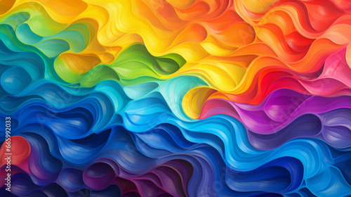 Abstract wave structure in rainbow colors, generated with ai