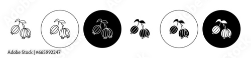 Gooseberry icon set in black. indian amla vector sign. elderberry or bearberry symbol for Ui designs.