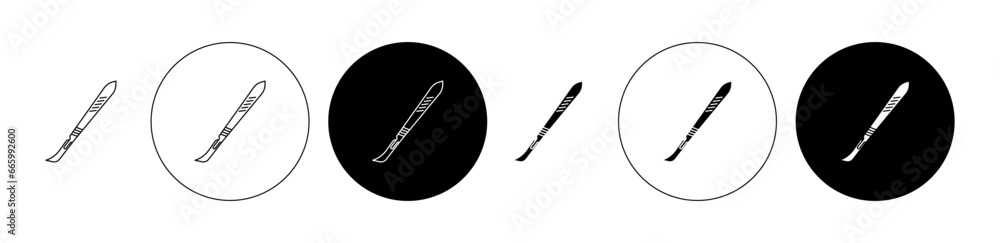 Scalpel icon set in black. surgeon surgical surgery knife vector sign. operation lancet sharp scalpel symbol for Ui designs. - obrazy, fototapety, plakaty 