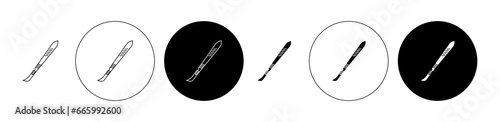 Scalpel icon set in black. surgeon surgical surgery knife vector sign. operation lancet sharp scalpel symbol for Ui designs. photo