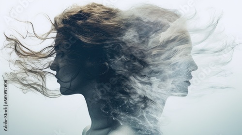 Multiple exposure of two women. Abstract image of relationships.