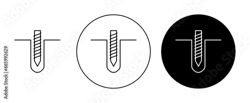 well drilling icon set in black. deep ground water borehole vector sign. artesian well symbol for Ui designs. photo