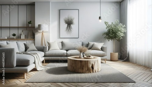 Photo of a modern living space infused with Scandinavian and nordic vibes
