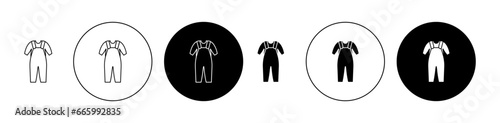 Baby overalls icon set in black. baby outfit with suspenders vector sign for Ui designs. photo