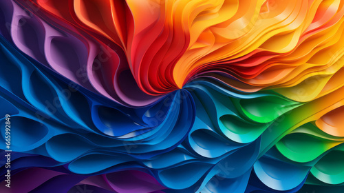 Abstract wave structure in rainbow colors, generated with ai