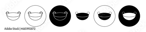 wok icon set in black. chinese food fry wok vector sign for Ui designs.