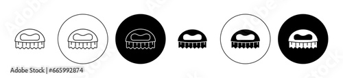 Washing brush icon set in black. scrubbing soapy scrub vector sign for Ui designs. photo