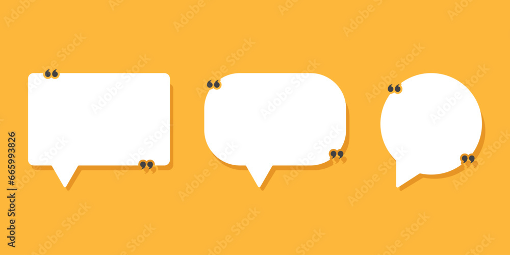 Quote frame icon in flat style. Speech bubble vector illustration on isolated background. Comment sign business concept. Quote frame icon in flat style. Speech bubble vector illustration on isolated background. Comment sign business concept.