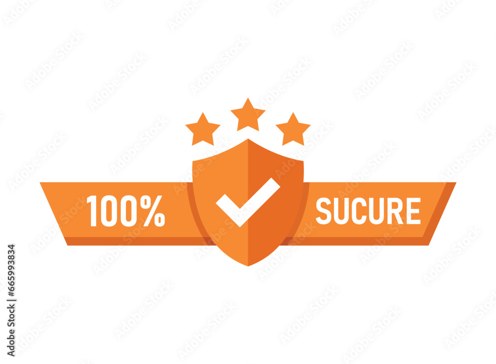 100% secure icon in flat style. Privacy guarantee vector illustration on isolated background. Safety risk sign business concept. 100% secure icon in flat style. Privacy guarantee vector illustration on isolated background. Safety risk sign business concept.