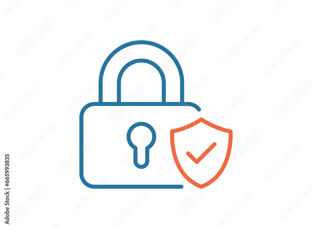Secure icon in flat style. Privacy guarantee vector illustration on isolated background. Safety risk sign business concept. Secure icon in flat style. Privacy guarantee vector illustration on isolated background. Safety risk sign business concept.