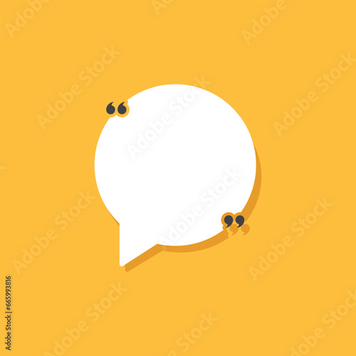 Quote frame icon in flat style. Speech bubble vector illustration on isolated background. Comment sign business concept.