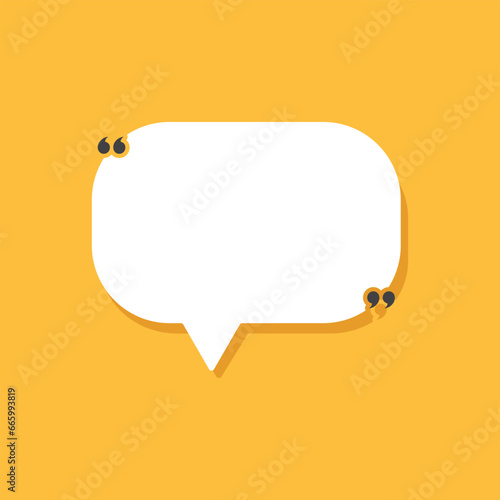 Quote frame icon in flat style. Speech bubble vector illustration on isolated background. Comment sign business concept.