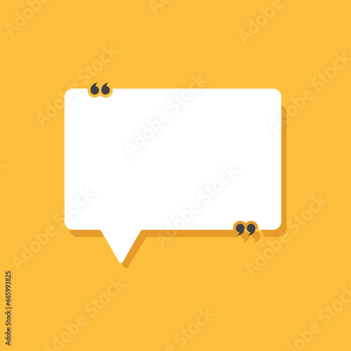 Quote frame icon in flat style. Speech bubble vector illustration on isolated background. Comment sign business concept.