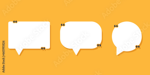 Quote frame icon in flat style. Speech bubble vector illustration on isolated background. Comment sign business concept. photo