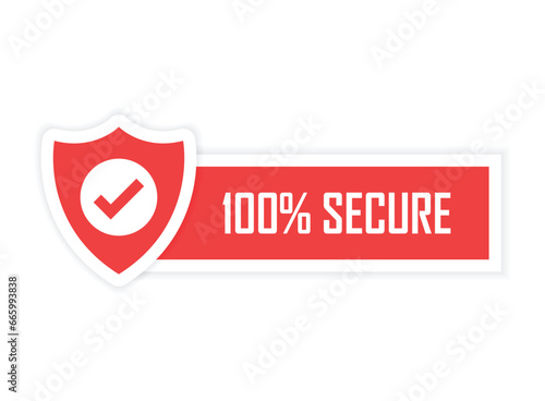 100% secure icon in flat style. Privacy guarantee vector illustration on isolated background. Safety risk sign business concept.