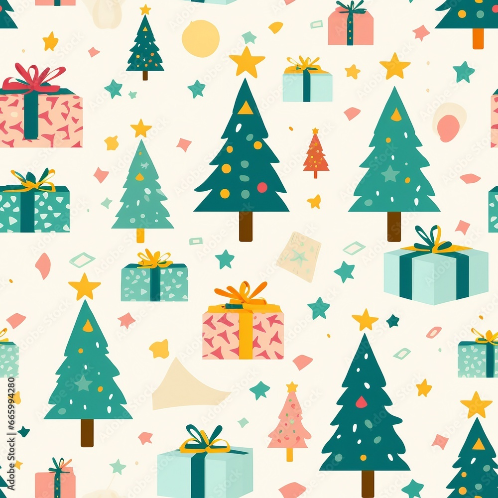 Christmas tree set Charming Kid's Fashion Seamless Pattern Design Christmas tree set Charming Kid's Fashion Seamless Pattern Design
