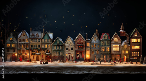 Miniature town christmas decoration, generated with ai.