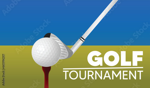 golf ball and tee Golf Tournament vector poster