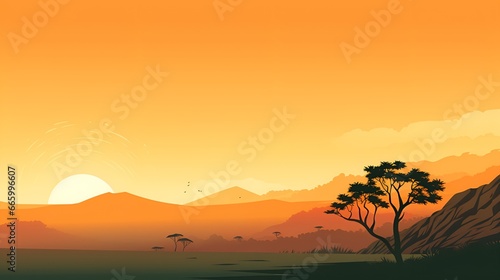 Nature's Majesty, Breathtaking Landscape Vector Illustration, Ideal for Showcasing the Beauty of the Natural World, by Generative AI. © Babu