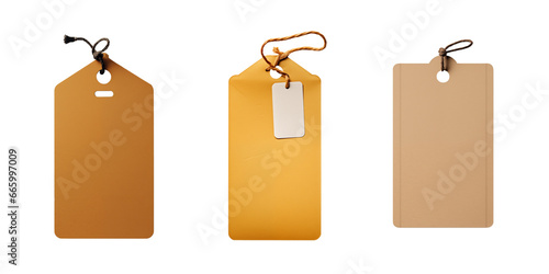 blank cardboard tag collection, brown price tag