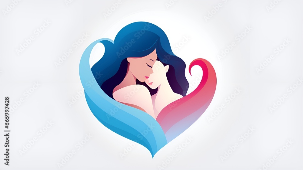 Maternal Love, Mom's Love Vector Illustration in Log Style, mothers day card background ,Motherhood in Your Designs, by Generative AI. Maternal Love, Mom's Love Vector Illustration in Log Style, mothers day card background ,Motherhood in Your Designs, by Generative AI.