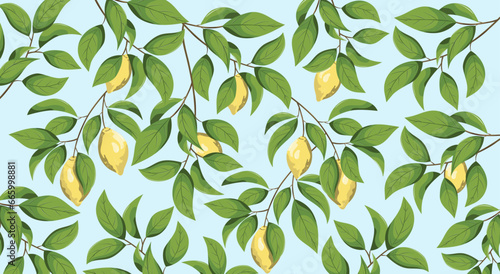 Εκτύπωση καμβά Lemon tree on blue background