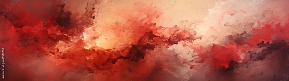 A watercolor canvas soaked in antique red hues evokes a sense of nostalgia and timeless elegance.
