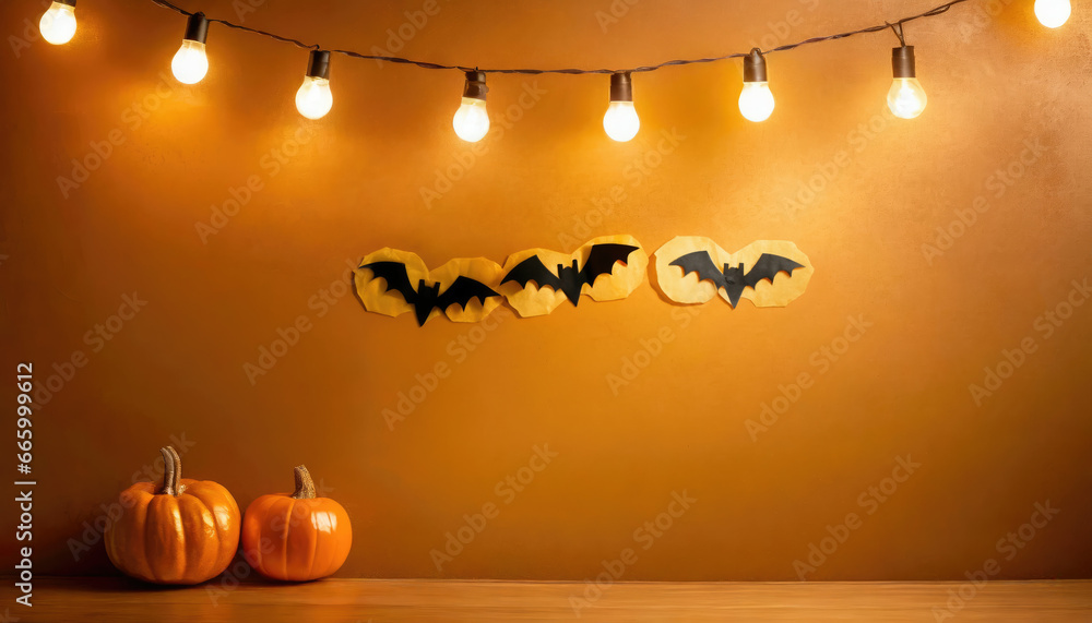 Charme d'automne : citrouille à chapeau et guirlande lumineuse pour Halloween