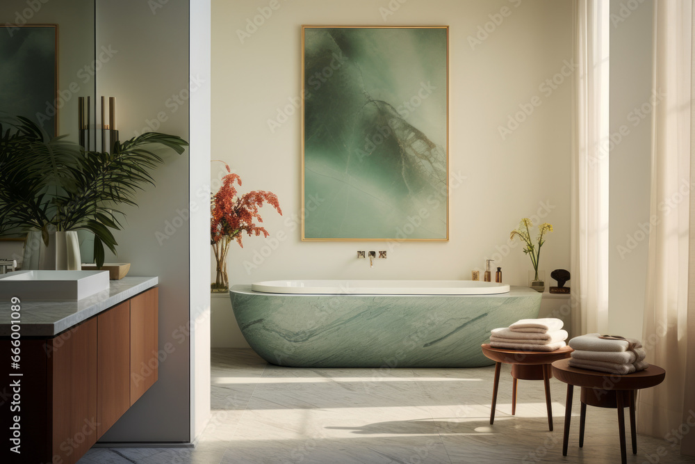 Modern and minimalistic Bathroom, Generative AI Modern and minimalistic Bathroom, Generative AI