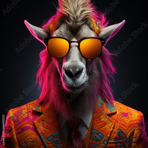 Portrait of a Markhor neon. generated by ai