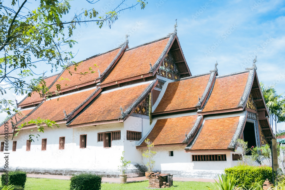 Thai temple, pagoda, Lanna art, Nan city Thai temple, pagoda, Lanna art, Nan city