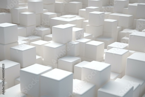 White cubes in three-dimensional form. Generative AI