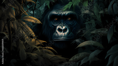 Ape in the jungle