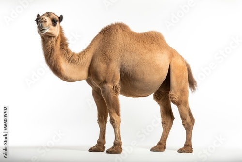 A majestic BACTRIAN CAMEL posing against a blank canvas created with Generative AI technology
