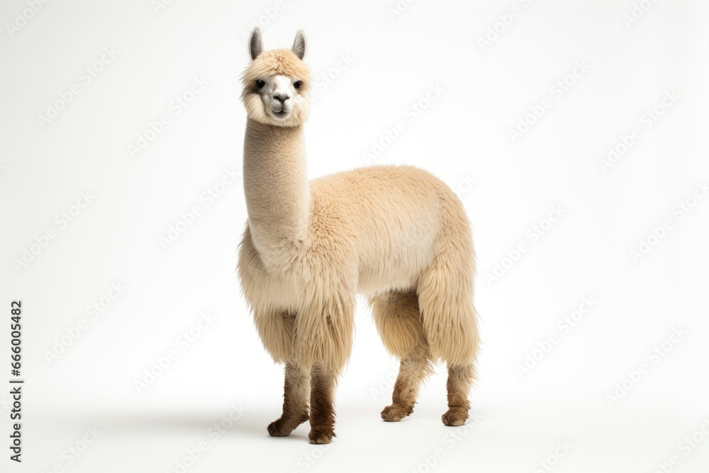 Fototapeta premium A cute alpaca posing for the camera created with Generative AI technology
