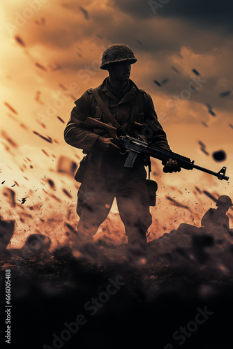soldier WWII, cinematic. 