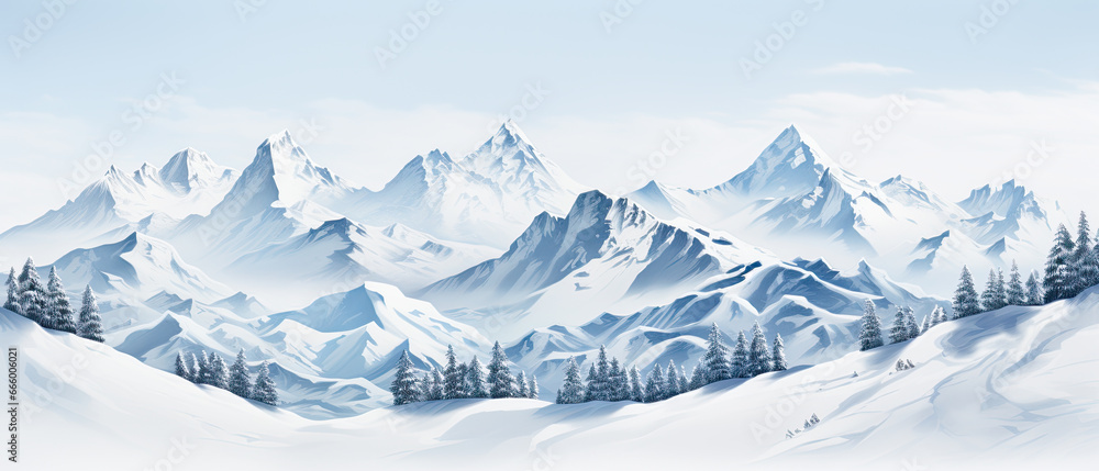 landscape in the winter , artwork graphic design illustration