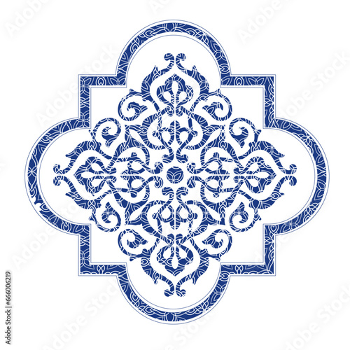 Arabic exquisite, sophisticated pattern. Watercolor drawing with oriental motif Arabesque ligature. Template for leather embossing, wood burning, fabric design, cards, posters