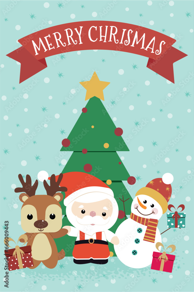 christmas card with santa claus and reindeer christmas card with santa claus and reindeer