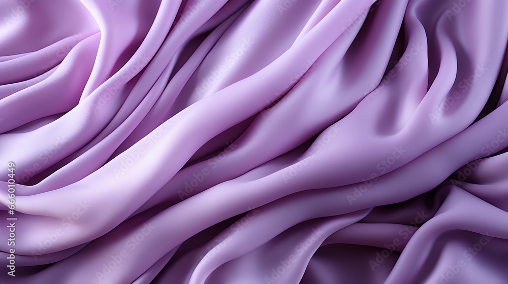 Fototapeta premium Mesmerizing layers of delicate lilac and vibrant violet fabric dance together in a passionate embrace, evoking a sense of mystery and elegance in this stunning close-up of a purple cloth