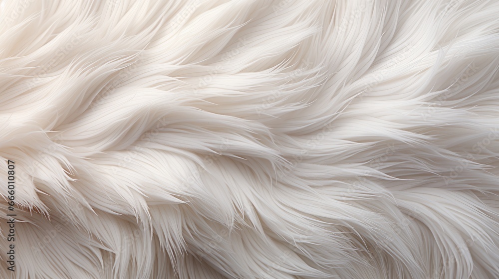 Soft strands of white fur cascade like a blizzard, beckoning to be touched and evoking a sense of purity and elegance - obrazy, fototapety, plakaty 