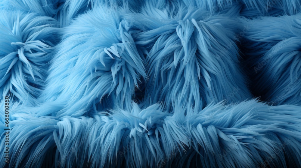 Obraz premium A cozy embrace of soft fur, speckled with intricate gaps, envelops the body in a wild and comforting blue sea