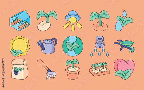 Greenhouse vector illustrations - vector illustrations. Greenhouse icons concept isolated. flat drawing